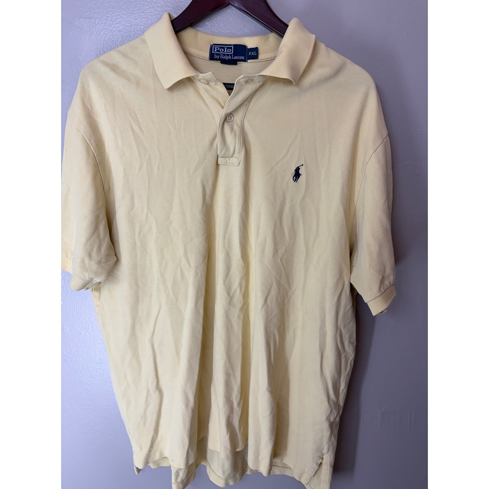 Polo Ralph Lauren Mens XXL Pale Yellow Short Sleeve Cotton Pique Polo Shirt